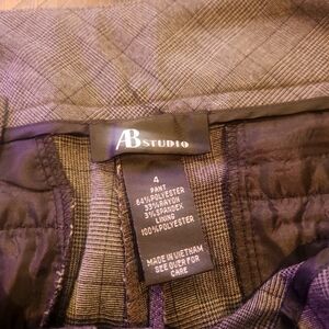 AB Studio Gray Plaid Trousers Size 4 US